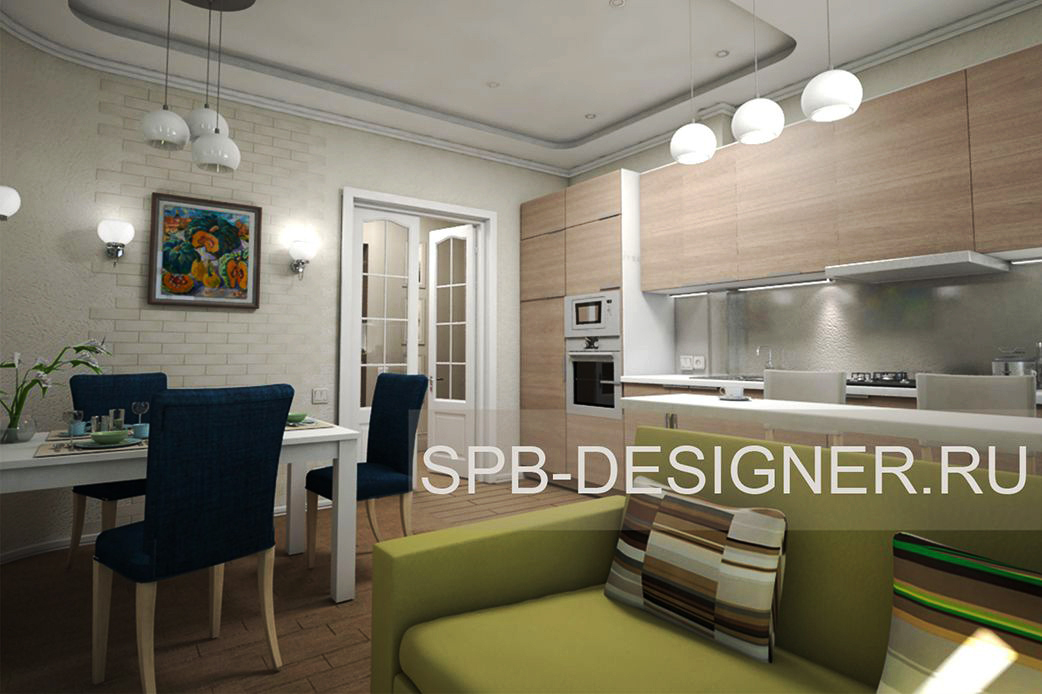 дизайн интерьера кухни-гостиной