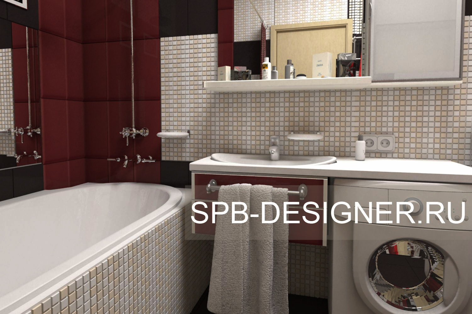 дизайн интерьера ванной мозаика